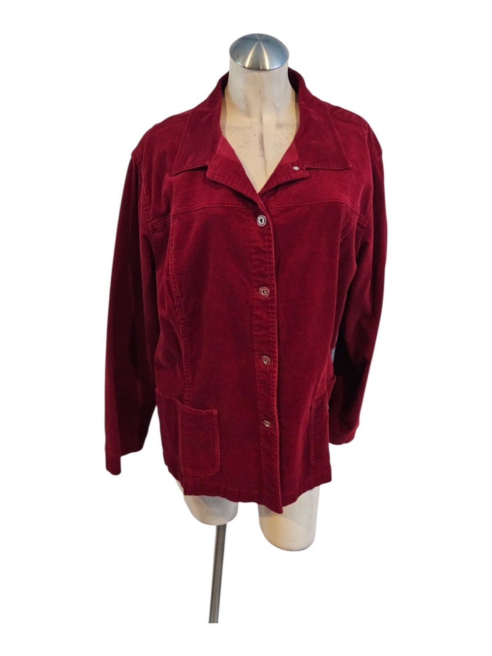 Christopher & Banks Deep Red Corduroy Button Jacket Size 3X